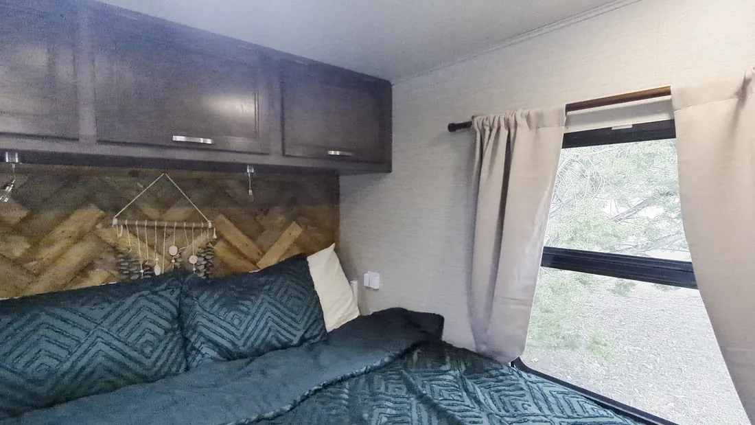 The bedroom at the back of the RV